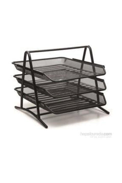 Set of 3 Black Perforated Document Racks