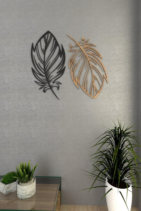 Bird Feather Wood Decorative Wall Decor Modena Black - Swordslife