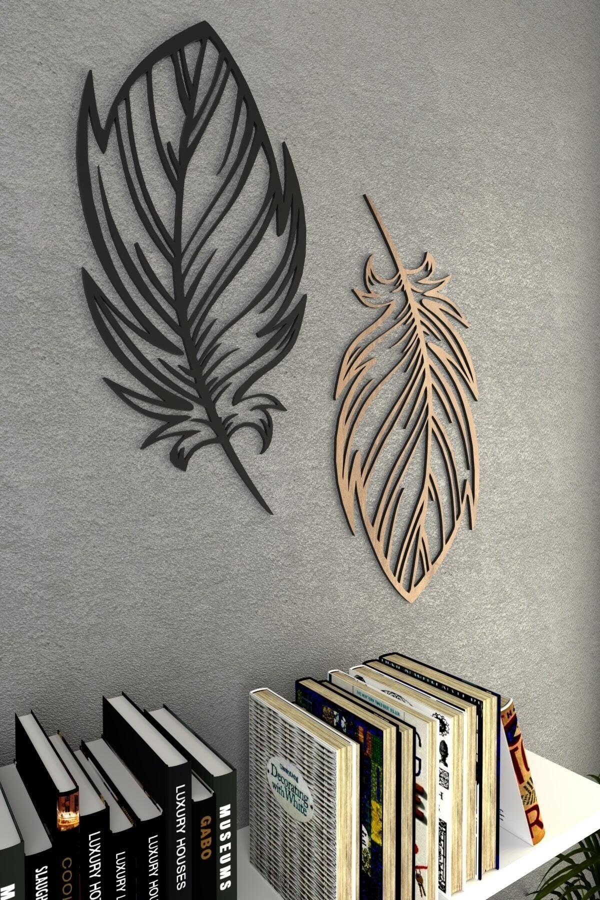 Bird Feather Wood Decorative Wall Decor Modena Black - Swordslife