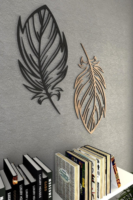 Bird Feather Wood Decorative Wall Decor Modena Black - Swordslife