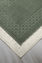 Biscay Bathmat Olive - Extra Soft, Modern 100% Cotton 50x75cm. Foot Towel / Bath Mat Set - Swordslife