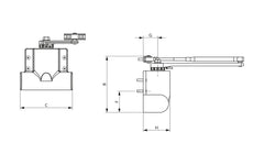 Adjustable spring-loaded door closer with link arm