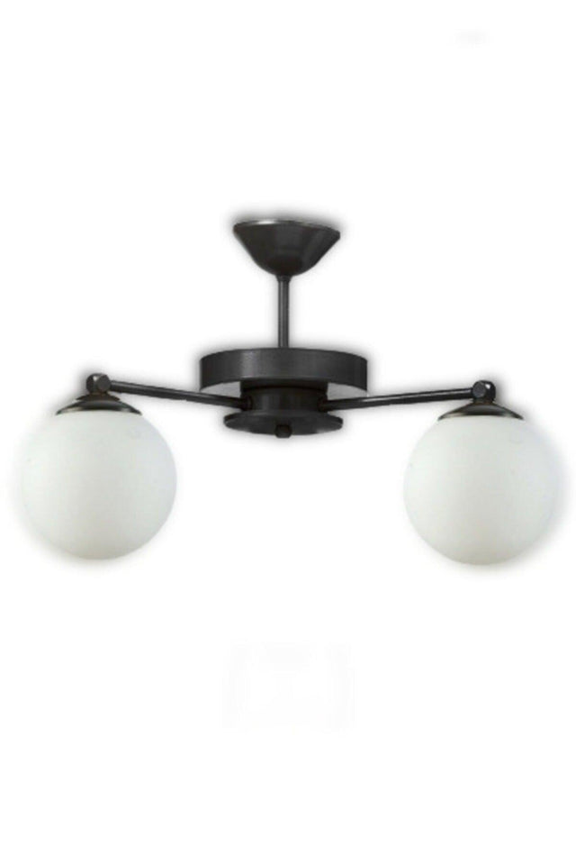 Black 2 Modern Globe White Glass Plofonier Model Chandelier - Swordslife