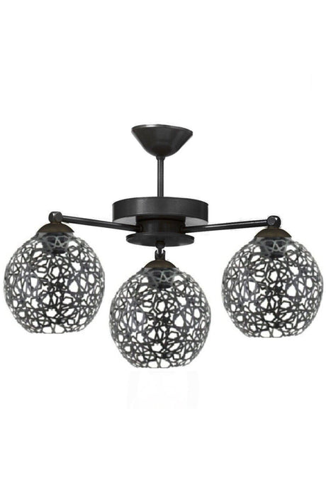 Black 3-Setted Modern Seljuk Patterned Plofonier Model Chandelier - Swordslife