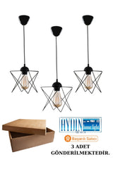 Black 3 Pieces Single Pendant Zigzag Chandelier - Swordslife