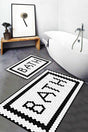 Black Bath Written 2 Piece Carpet Set