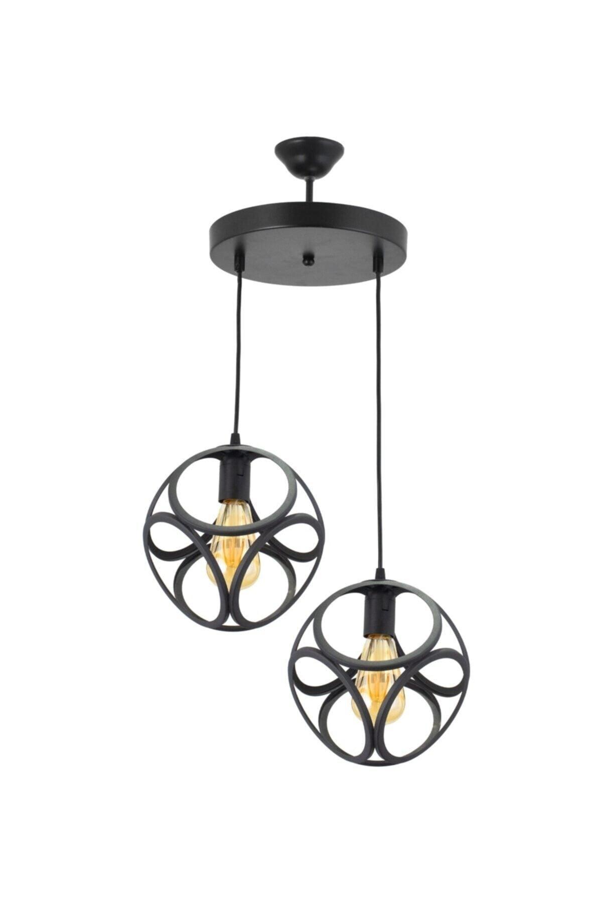 Black Double Modern Circle Cube Model Pendant Lamp Chandelier - Swordslife