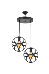 Black Double Modern Circle Cube Model Pendant Lamp Chandelier - Swordslife