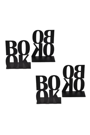 Black Book Text Patterned Model Book Support - Decorative Aesthetic Book Holder Set of 4 - Swordslife
