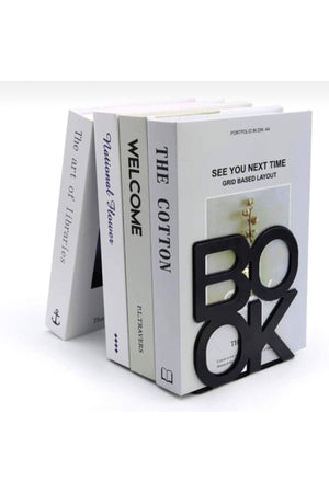 Black Book Text Patterned Model Book Support - Decorative Aesthetic Book Holder Set of 4 - Swordslife