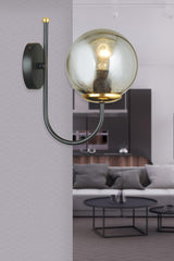 Black Cane Smoked Globe Glass Upward Facing Modern Wall Sconce - Swordslife