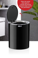 Black Chrome Round Dustbin - Swordslife