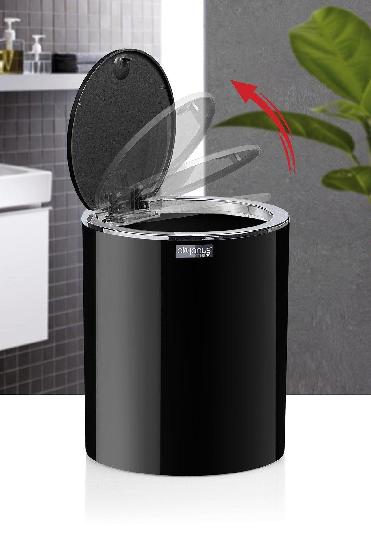 Black Chrome Round Dustbin - Swordslife