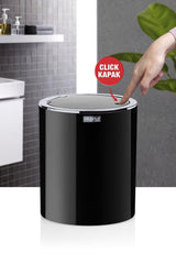 Black Chrome Round Dustbin - Swordslife