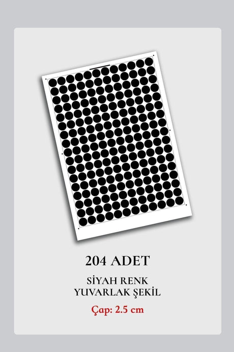 Black Color Round Wall Sticker Label 204 Pcs - Swordslife