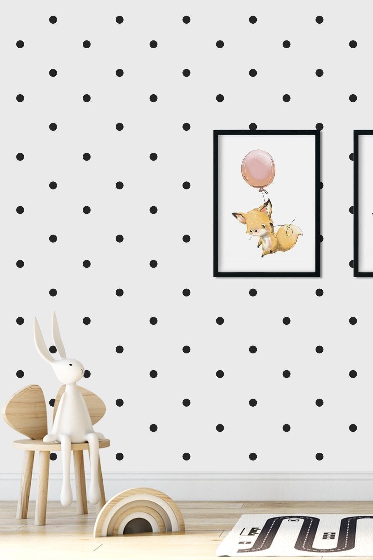 Black Color Round Wall Sticker Label 204 Pcs - Swordslife