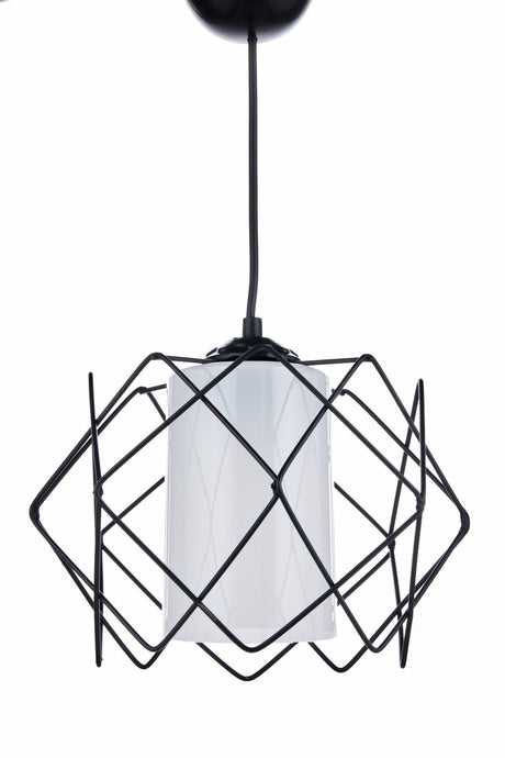 Black Design White Mica Glass Multi Square Chandelier