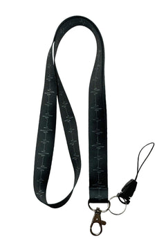 42 cm black satin lanyard phone strap for all devices