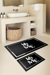 Black Home Written Doormat Set - 50x60 cm and 60x100 cm 2 pcs - Swordslife