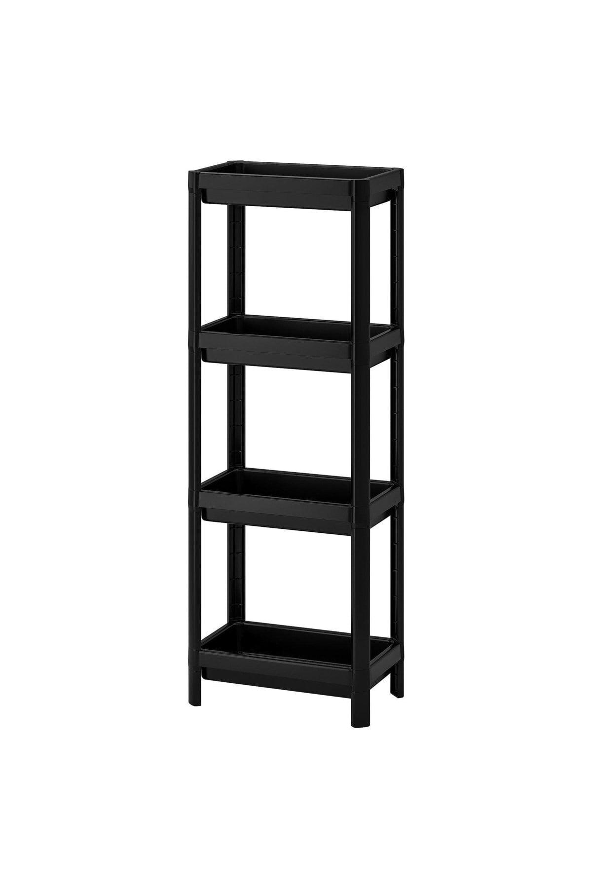 Black Kitchen Bathroom Shelf Unit 4 Tiers Plastic Flower Pot Corner Shelf Liveda Brand - Swordslife