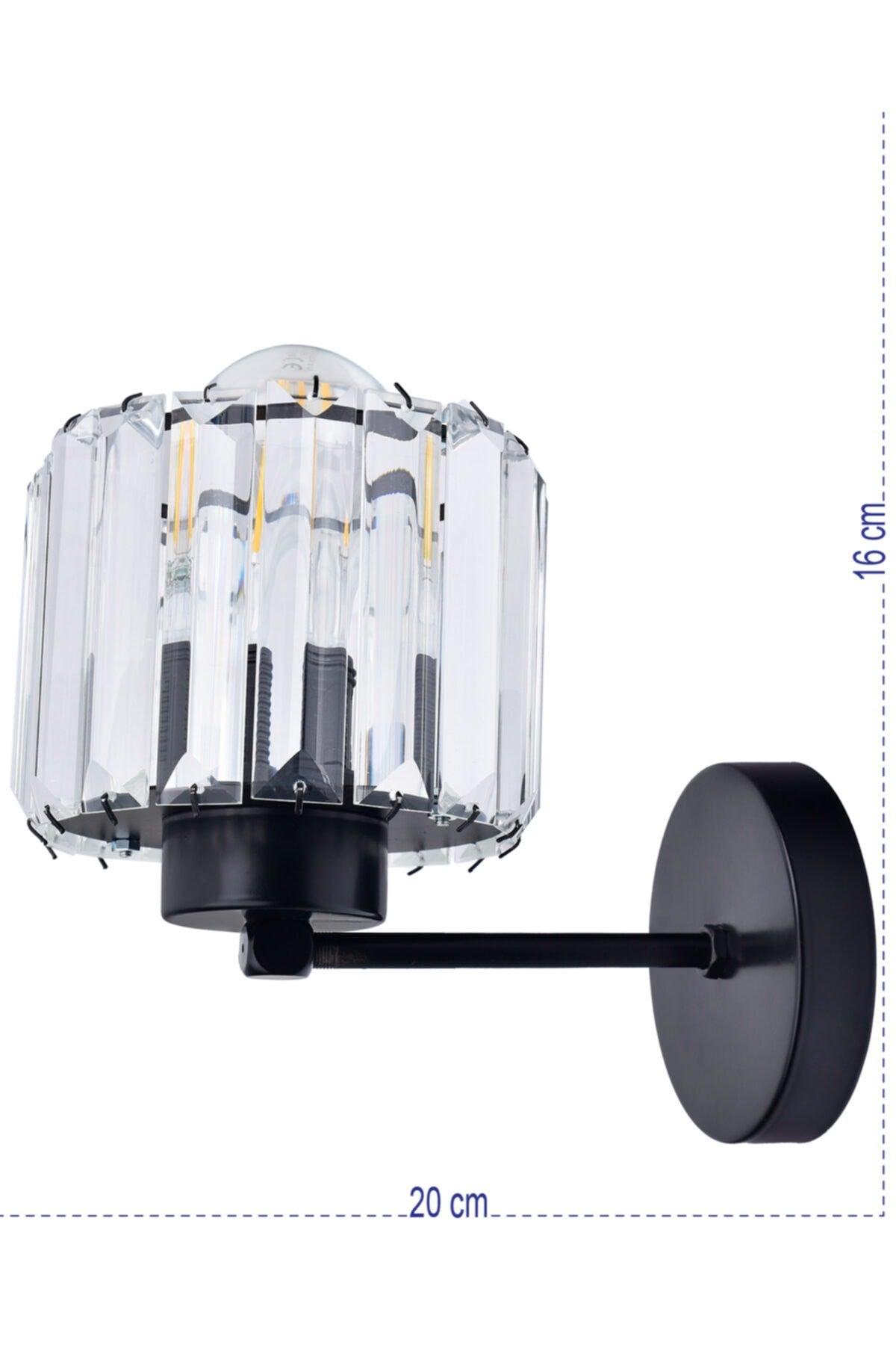 Black Metal Body Crystal Stone Wall Sconce - Swordslife