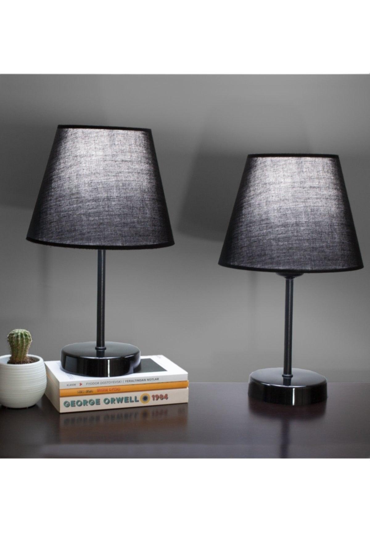 Black Modern Double Bedroom Lampshade Black Standing Table Lamp - Swordslife