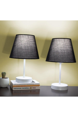 Black Modern Double Bedroom Lampshade White Standing Table Lamp - Swordslife