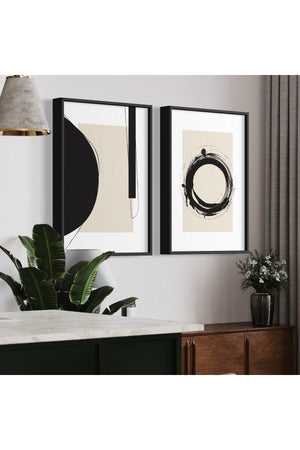 Set of 2 Unframed Posters with Black Pattern, Abstract Poster, Modern Painting Poster, Wall Decoration - Swordslife
