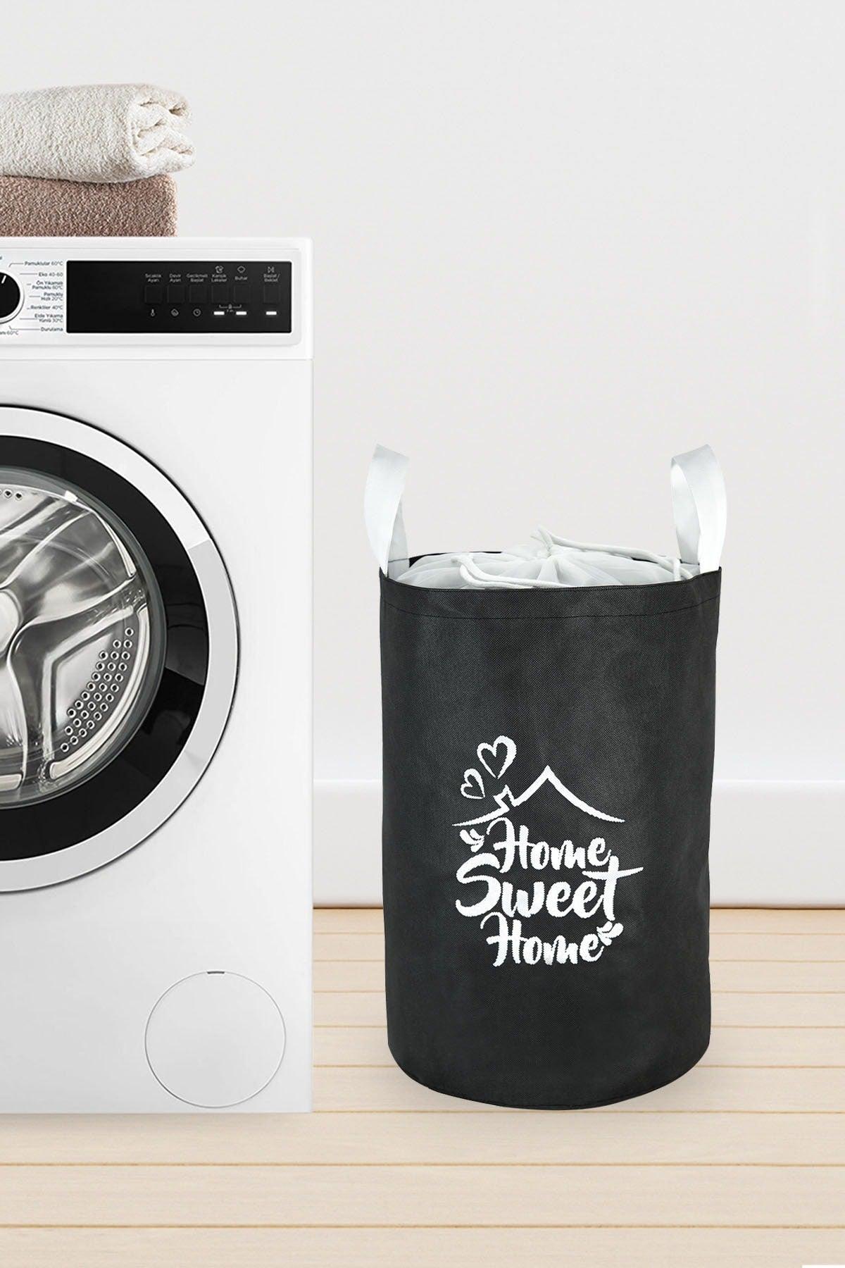 Black Portable Printed Laundry Basket - Swordslife