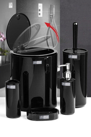Black Round 5 Pcs Bathroom Set