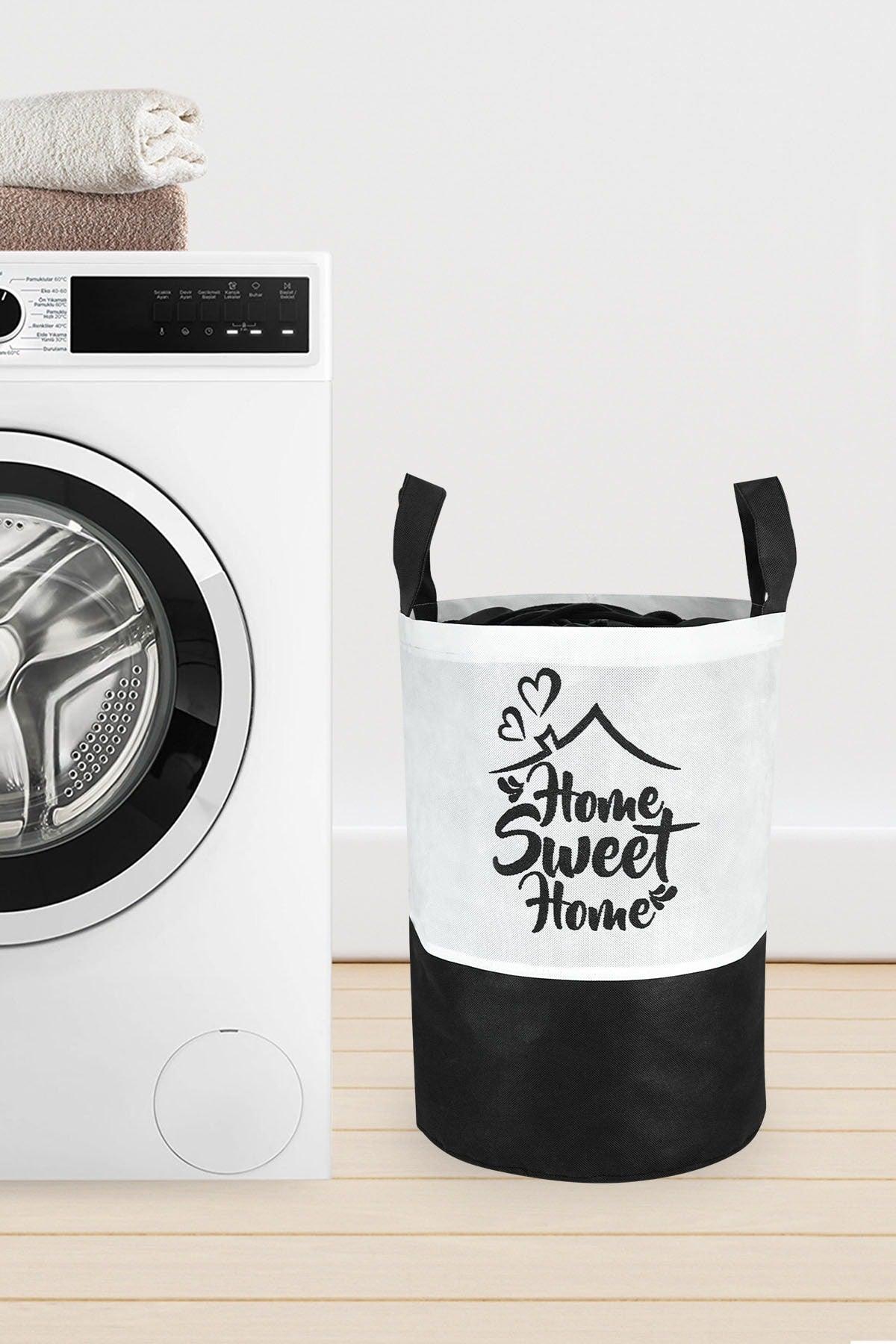 Black and White Portable Printed Laundry Basket - Swordslife