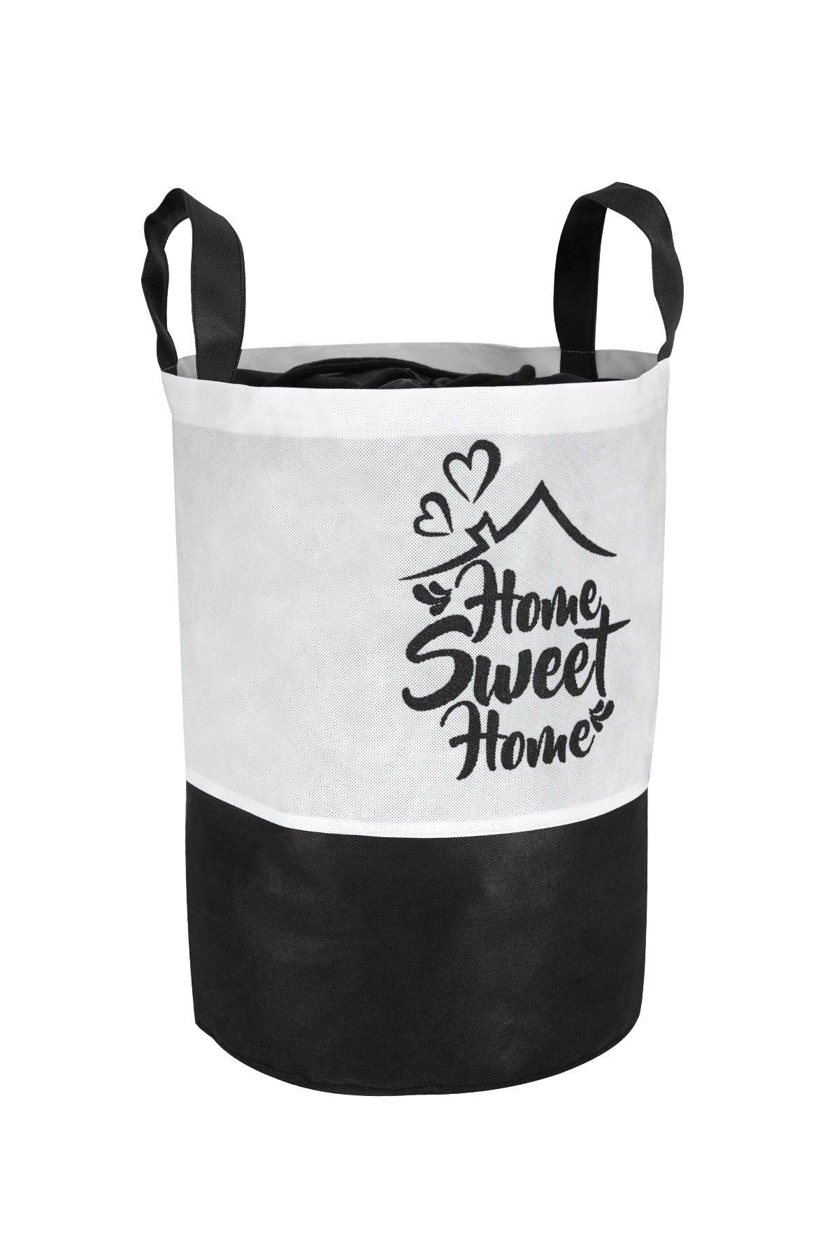 Black and White Portable Printed Laundry Basket - Swordslife