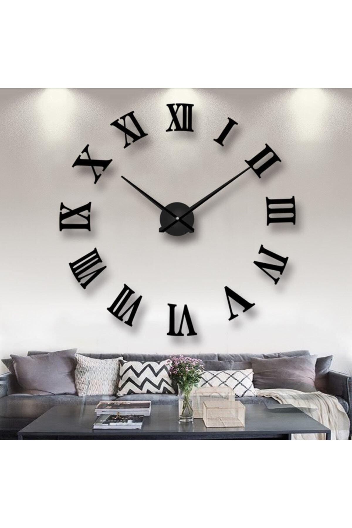 Black Wooden 3d Roman Numeral Wall Clock Black - Swordslife