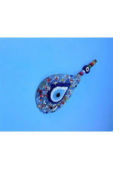 Blue Evil Eye Beaded Cutout Colored Glass Patterned Drop Wall Ornament Charms - Swordslife