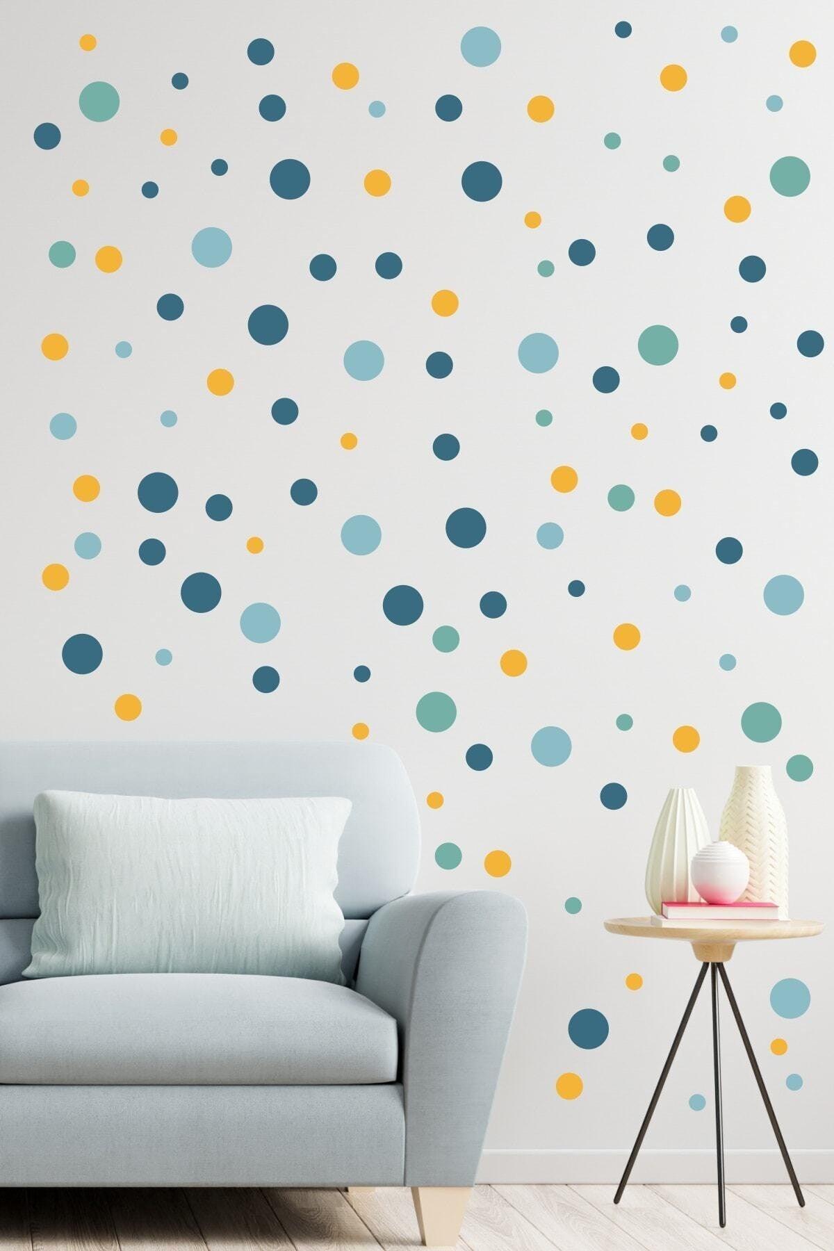 Big and Small Round Shape Wall in Blue Tone