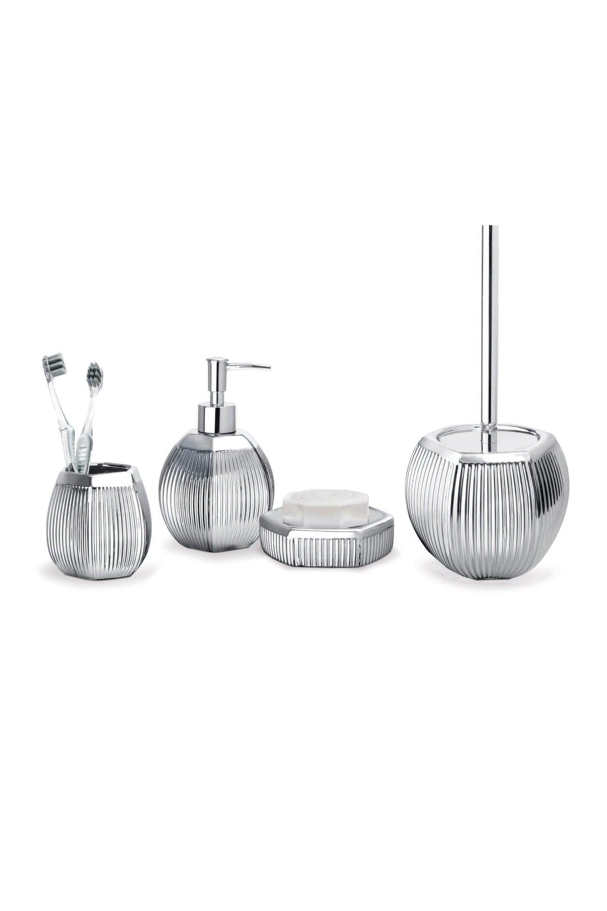 Bonar 4 Piece Bath Set - Silver - Swordslife