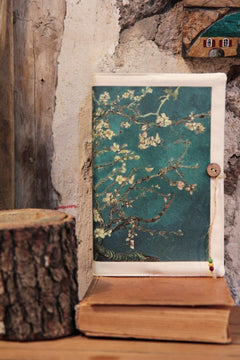 Water-Repellent Book Cover with Van Gogh Almond Tree Design