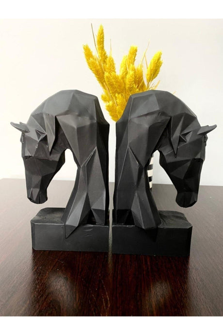 Book Holder Cubic Horse Figured 2 Pcs Black Color - Swordslife