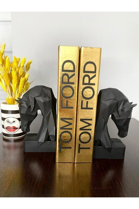 Book Holder Cubic Horse Figured 2 Pcs Black Color - Swordslife