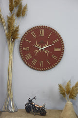 Claret Red Wooden Straw Thread Wall Clock 50 Cm/innovator Series - Swordslife