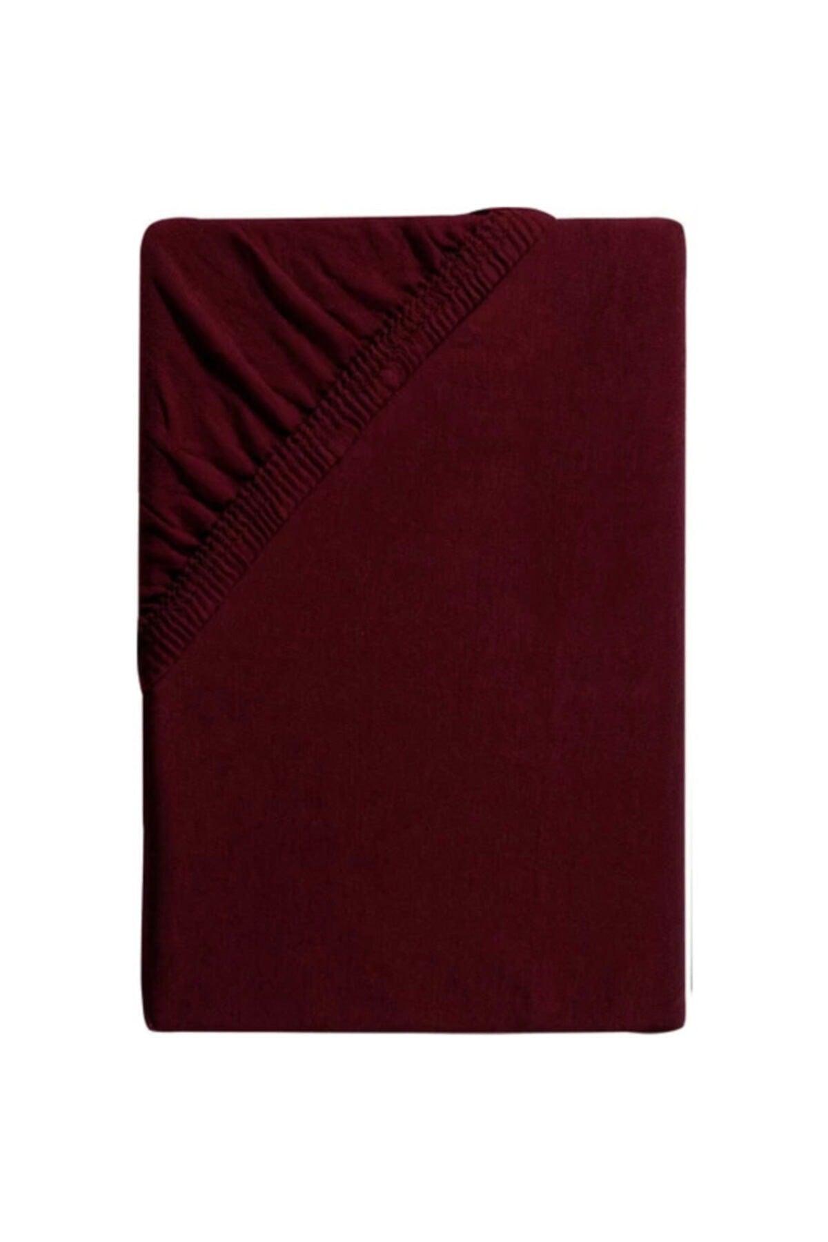 Claret Red Double Cotton Elastic Bed Sheet 160 x 200 cm - Swordslife