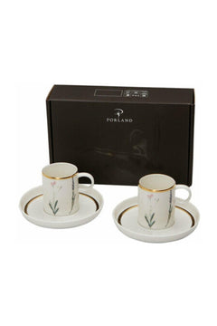 Botanical Pattern Coffee Cup and Saucer Set – Elegant Floral Design for Home Dining