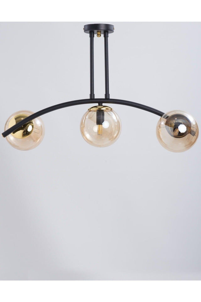 Bow Black 3 Lamp Honey Glass Chandelier - Swordslife