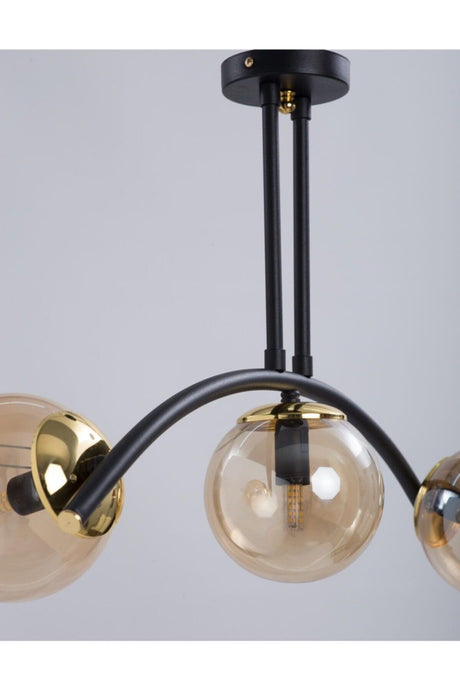 Bow Black 3 Lamp Honey Glass Chandelier - Swordslife