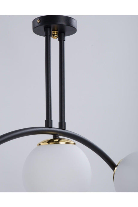 Bow Black 3 Lamps White Glass Chandelier - Swordslife