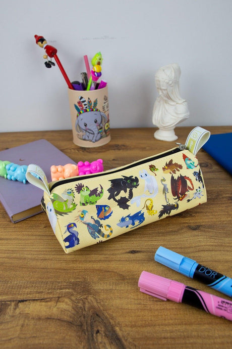 Pencil Case Dragon Themed Triangle Design