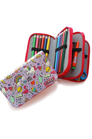 Pencil Case Unicorn-flamingo Patterned Kawai