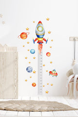 Height Gauge Space Rocket Themed Kids Room Wall Decoration Sticker Set - Swordslife