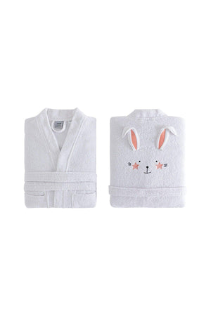 Bret Kimono Collar Bathrobe 100% Cotton Bathrobe Color Salmon And White 450 gr/m² - Swordslife
