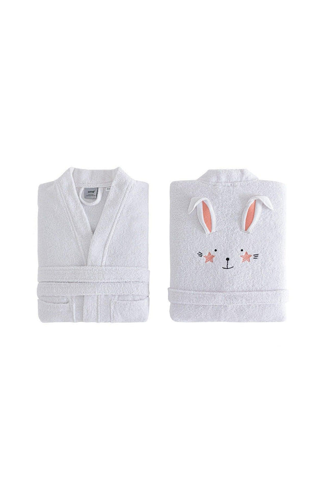 Bret Kimono Collar Bathrobe 100% Cotton Bathrobe Color Salmon And White 450 gr/m² - Swordslife